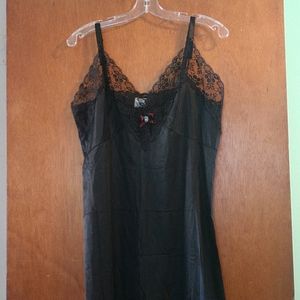 Vintage lingerie black lace slip dress size 40